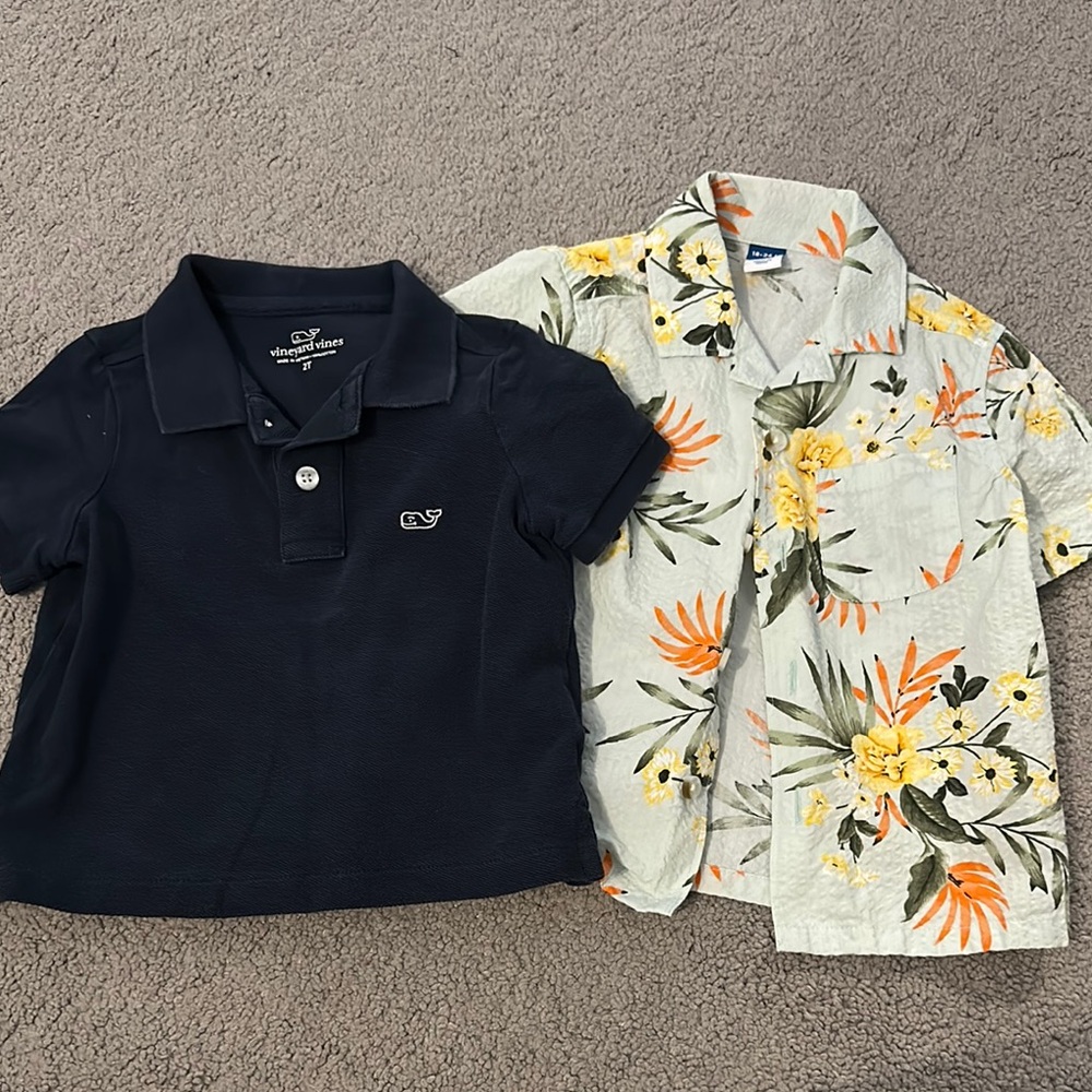 Vineyard Vines Navy Polo Shirt & Floral Button-Up